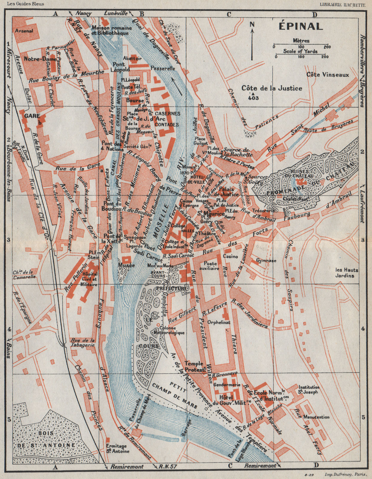 ÉPINAL EPINAL. Vintage town city ville map plan carte. Vosges 1930 old